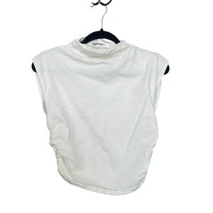 Reformation White Ruched Tank Top